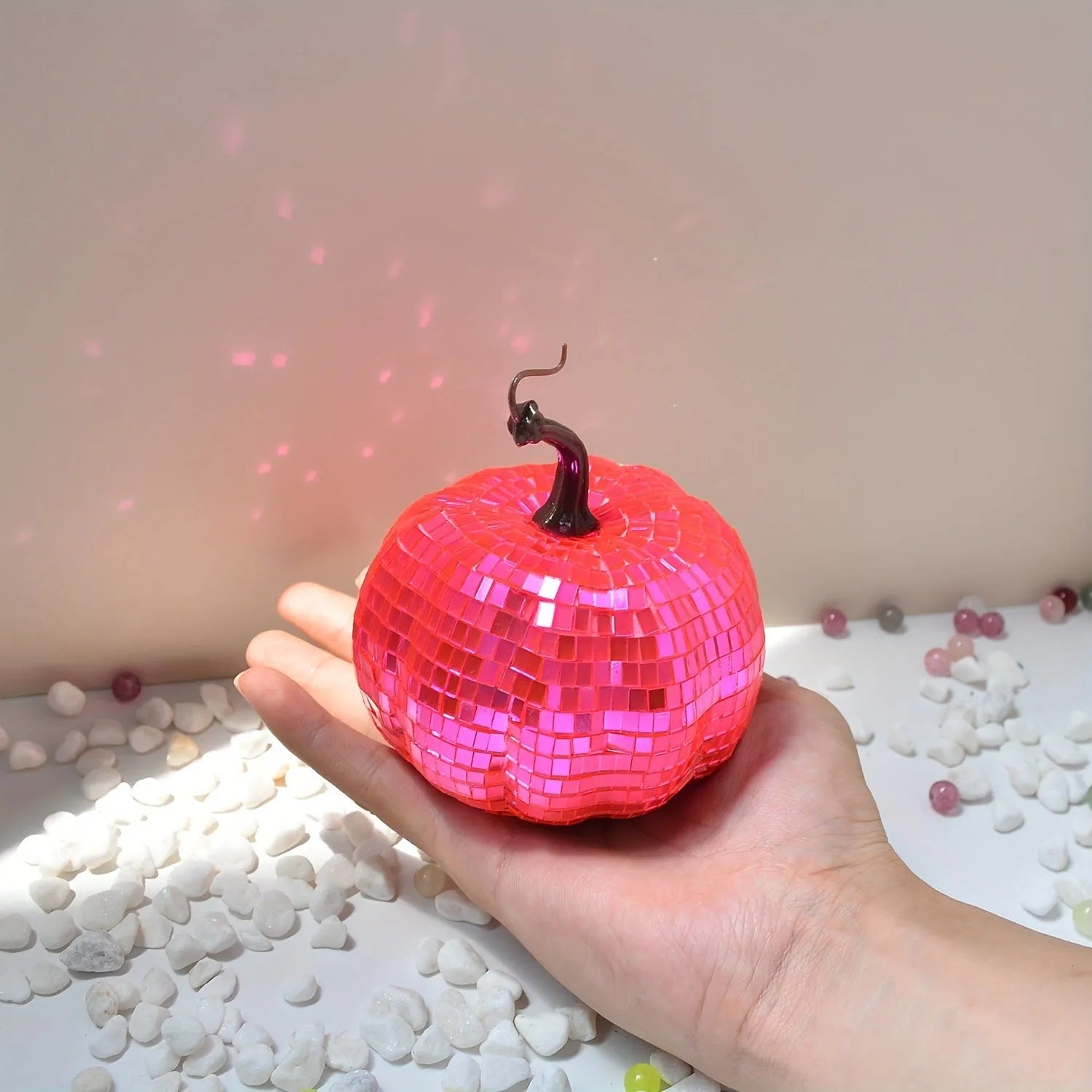 Handmade embroidered glass pumpkin decoration in Chinese style with bionic design
