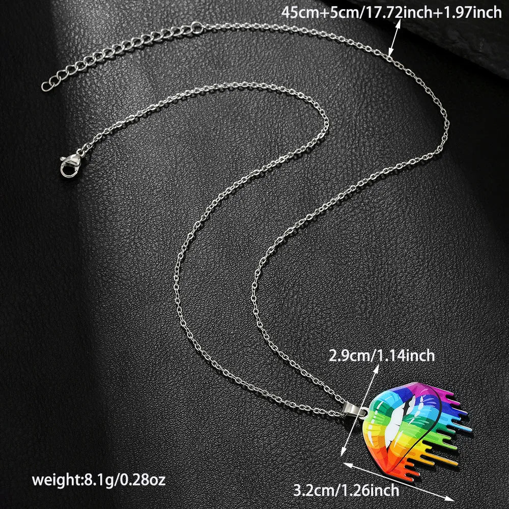 Stainless steel necklace and bracelet set with colour printed inspirational friendship quotes