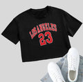 Personalised loose fit cotton navel T-shirt with English letter printing in black or white.