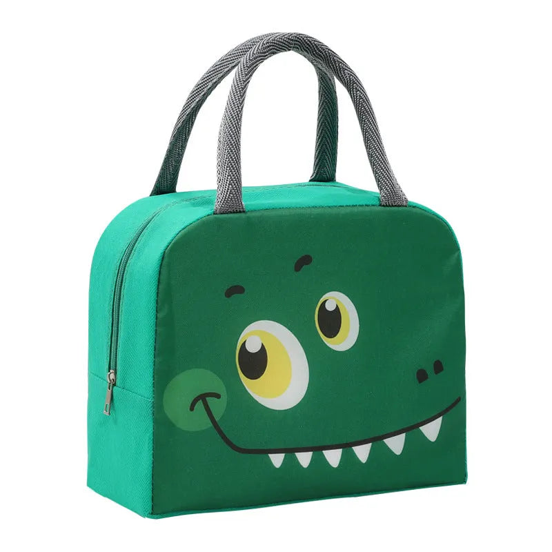 Cartoon insulated lunch box bag with animal designs and aluminium foil lining