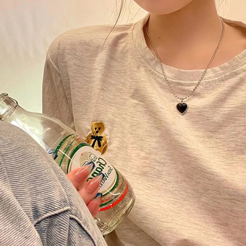 Simple love necklace female clavicle chain white K alloy heart shape pendant on woman