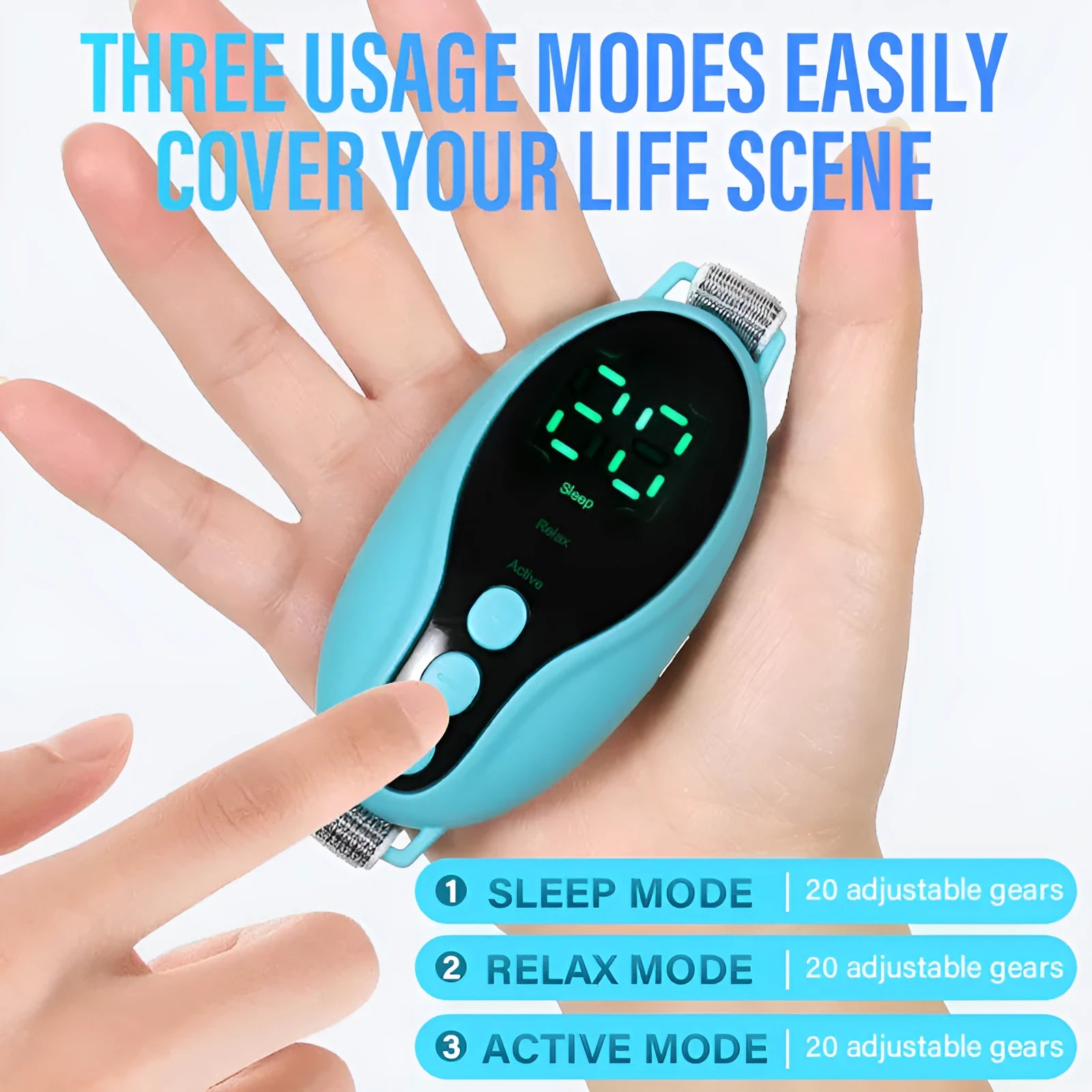 White and blue intelligent sleep aid device with USB charging port
