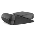 Triangular wedge cushion with embroidery detailing in a choice of five colours, showing its dimensions.