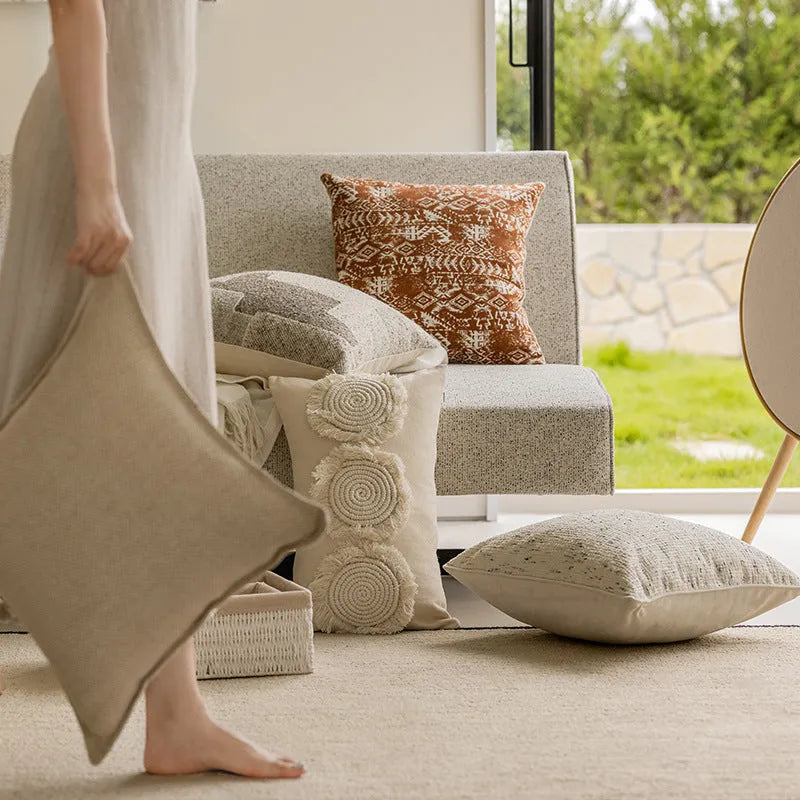 Solid colour cushion for sofa or bay window in 30x50cm and 45x45cm sizes with PP cotton filler