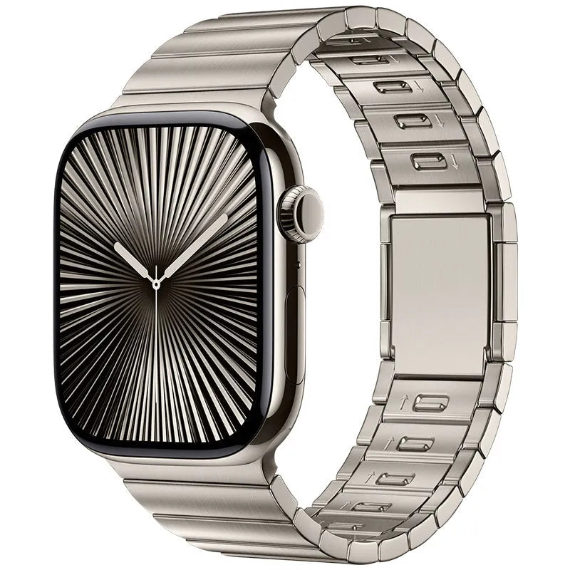 Stainless steel magnetic buckle watch strap for Apple watches in multiple colour options