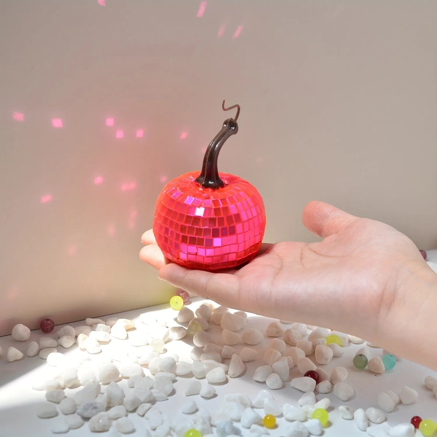 Handmade embroidered glass pumpkin decoration in Chinese style with bionic design
