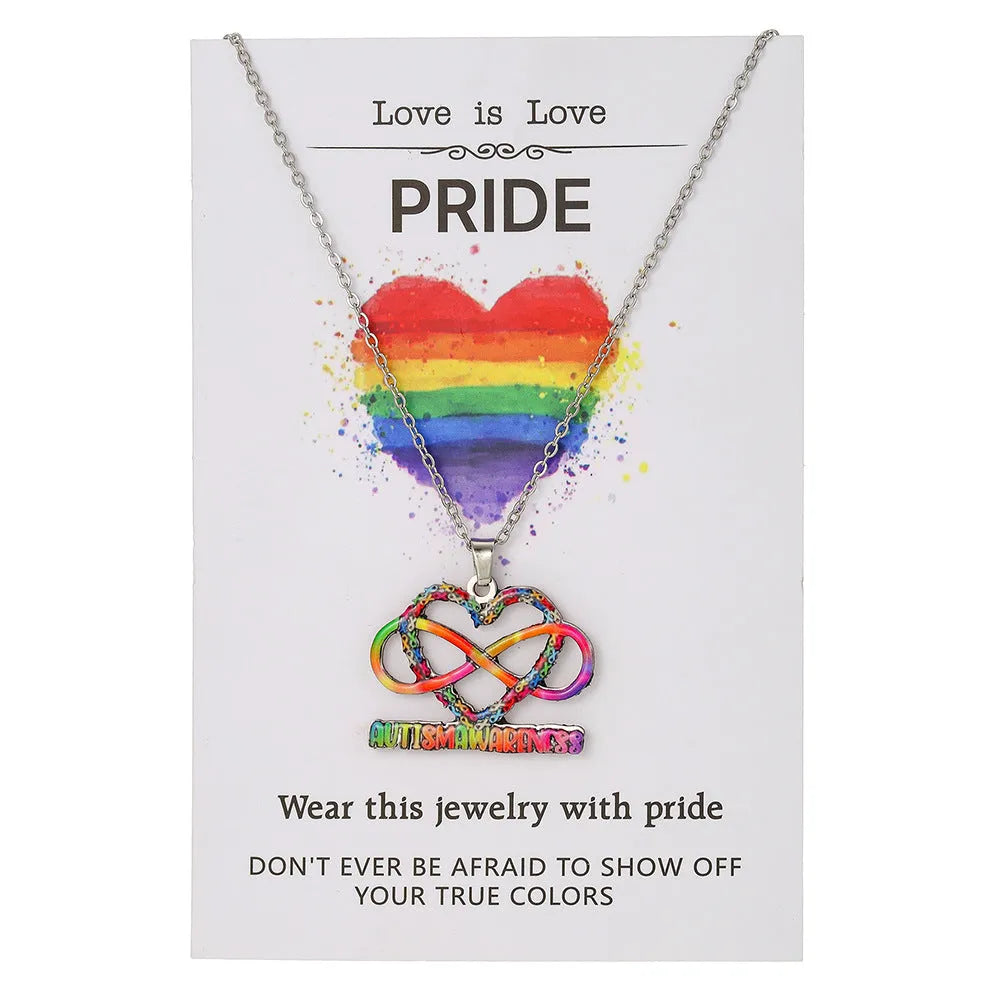 Stainless steel necklace and bracelet set with colour printed inspirational friendship quotes