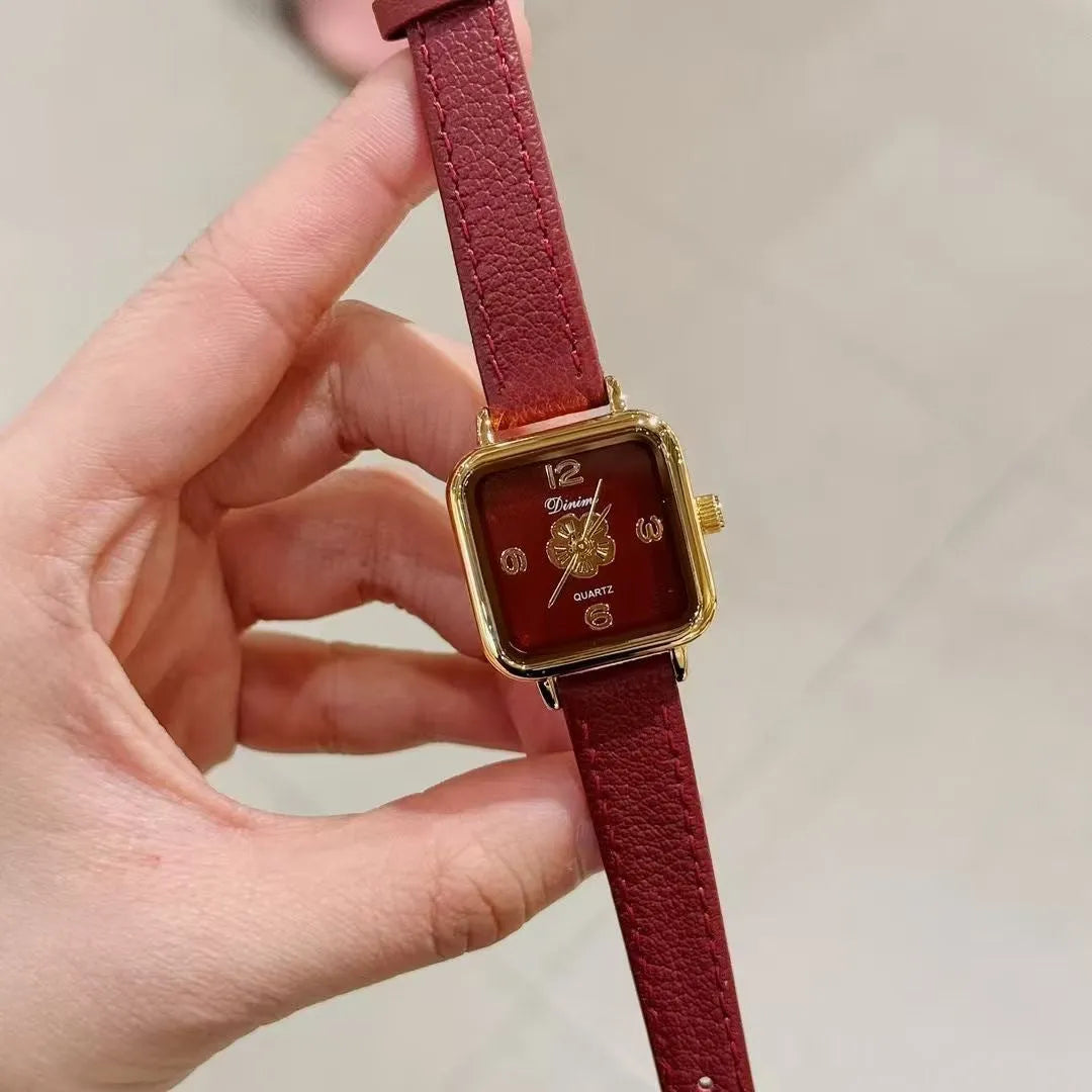 Alloy Ankela Red women's wristwatch with Chinese style design, 8mm thick case