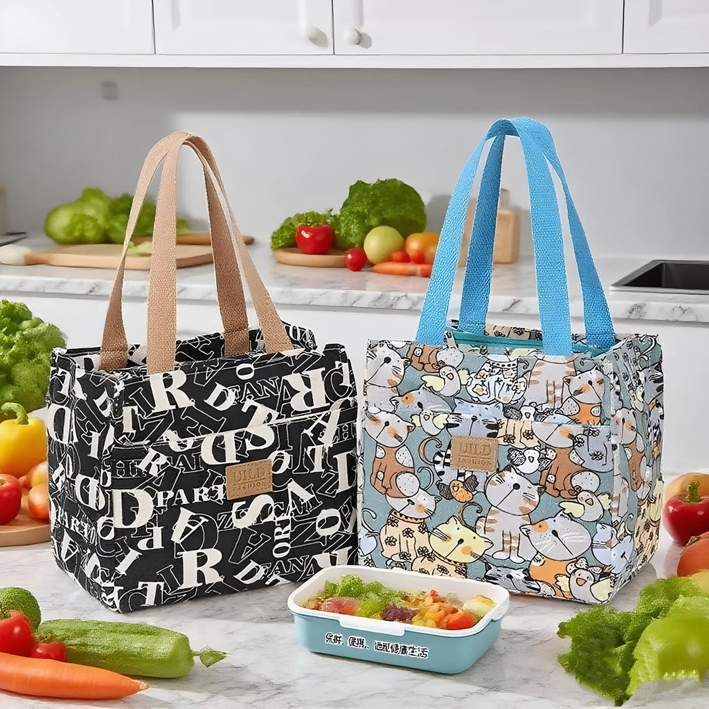 Women's printed canvas handbag with floral design and aluminium hardware in square shape