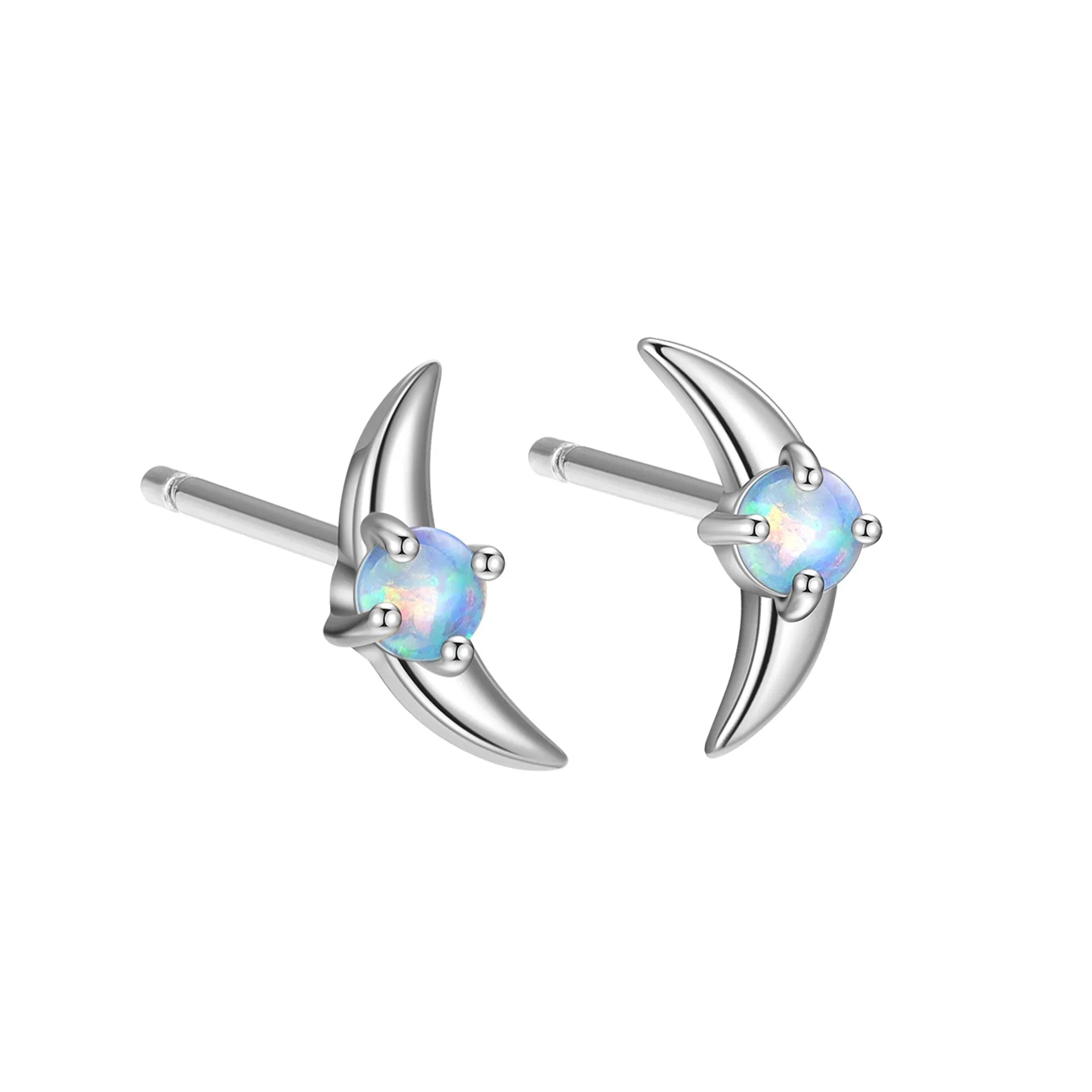 Geometric women's earrings in 925 silver with gold or platinum finish and blue, purple, or white stone.