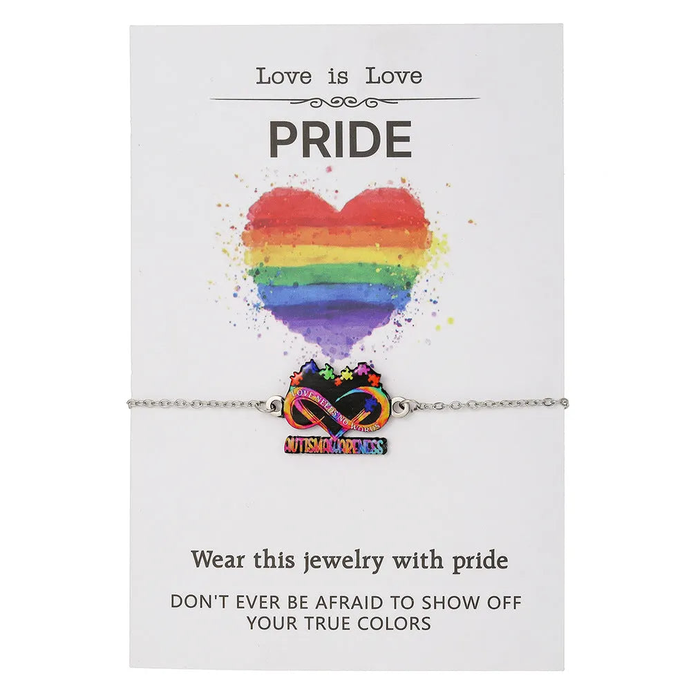 Stainless steel necklace and bracelet set with colour printed inspirational friendship quotes