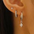 Geometric zircon earring three-piece set for women with gold and silver colour options