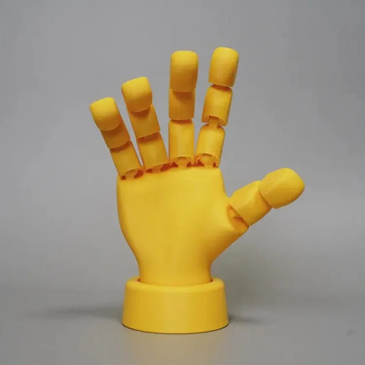 Yellow movable joint hand ornament with articulated fingers for decorative posing