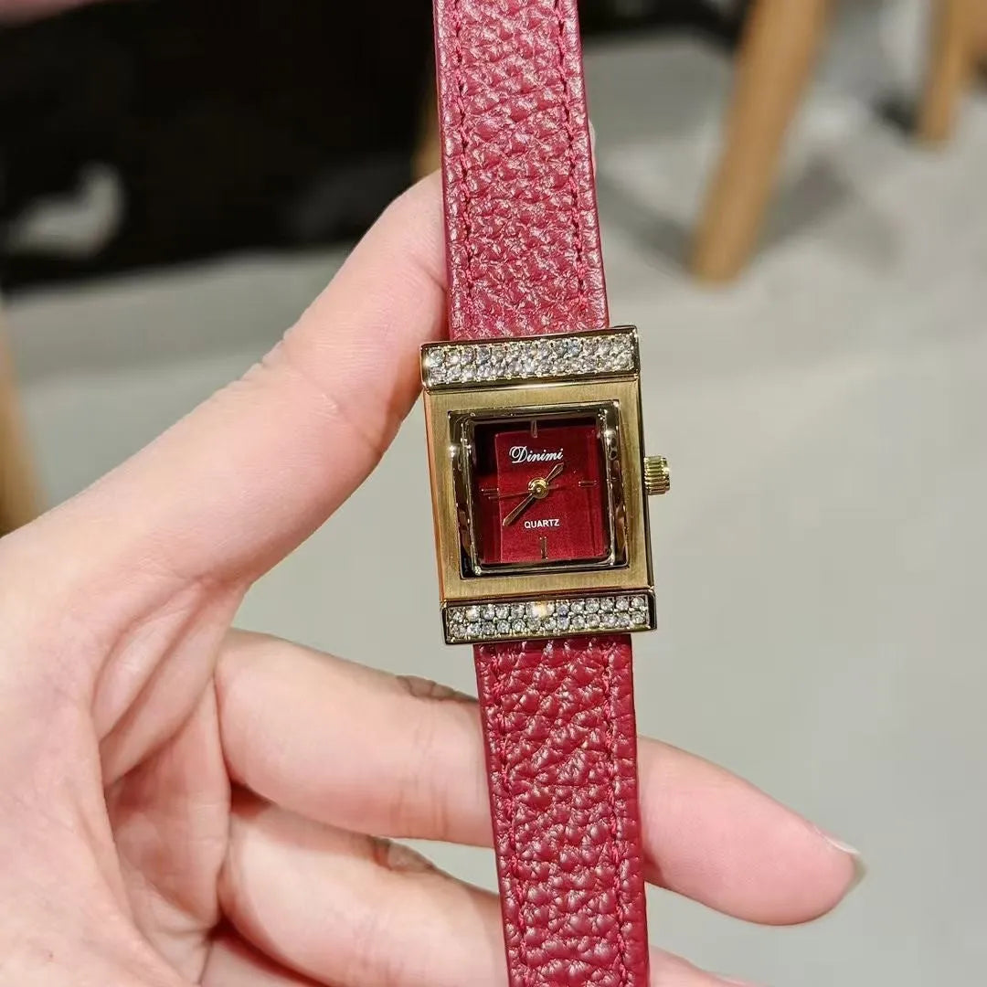 Alloy Ankela Red women's wristwatch with Chinese style design, 8mm thick case