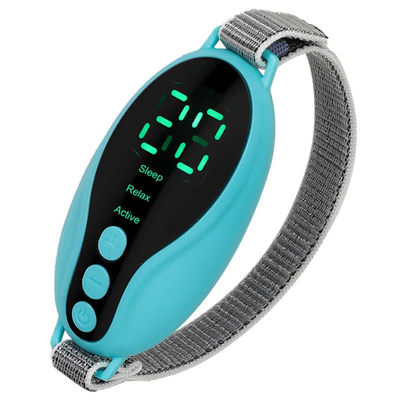 White and blue intelligent sleep aid device with USB charging port