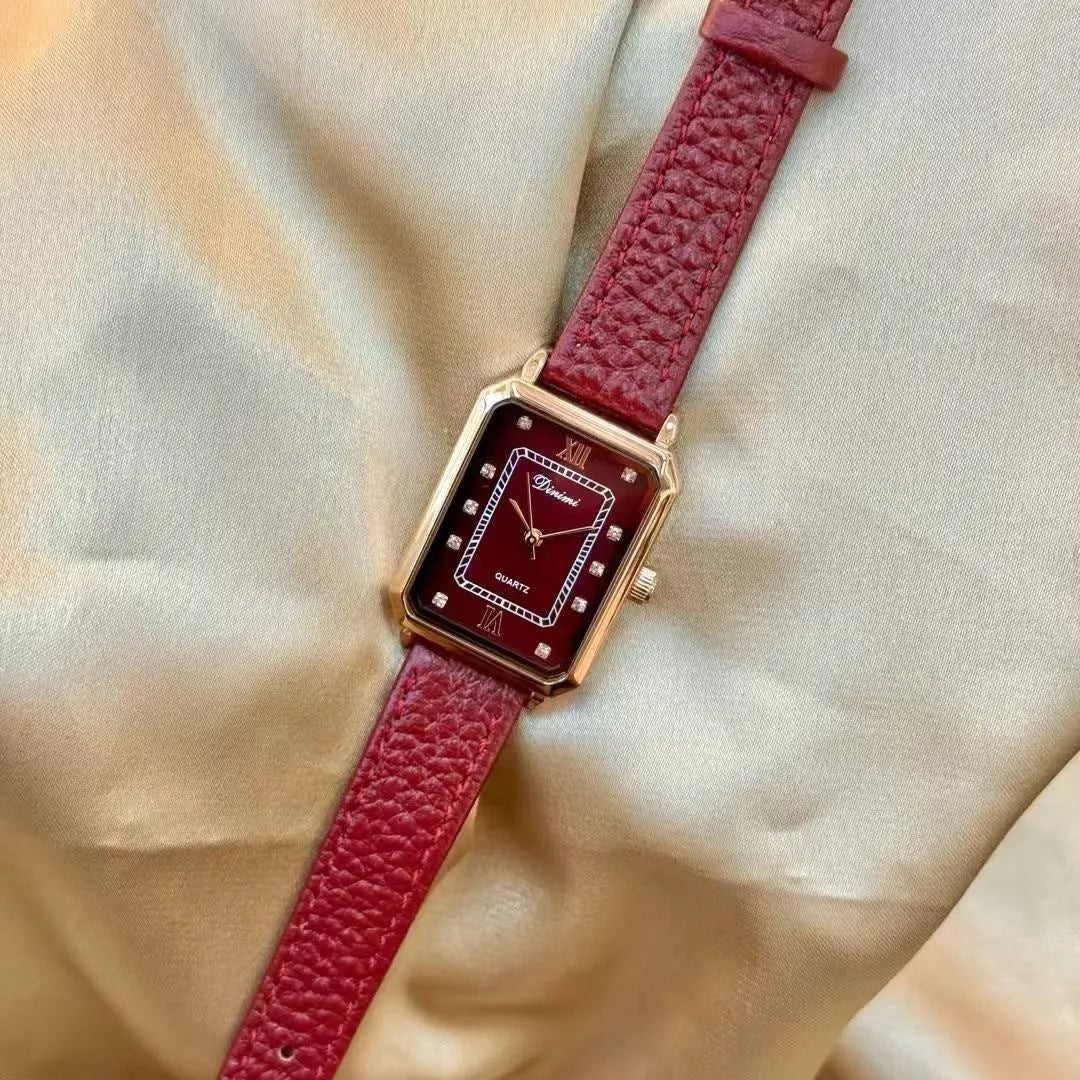 Alloy Ankela Red women's wristwatch with Chinese style design, 8mm thick case