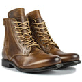 Knight Series men's black leather ankle boots with side zipper and waxed two-tone finish.