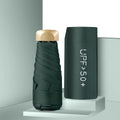 Compact five-fold sun umbrella in various colours with manual open mechanism and rubber handle