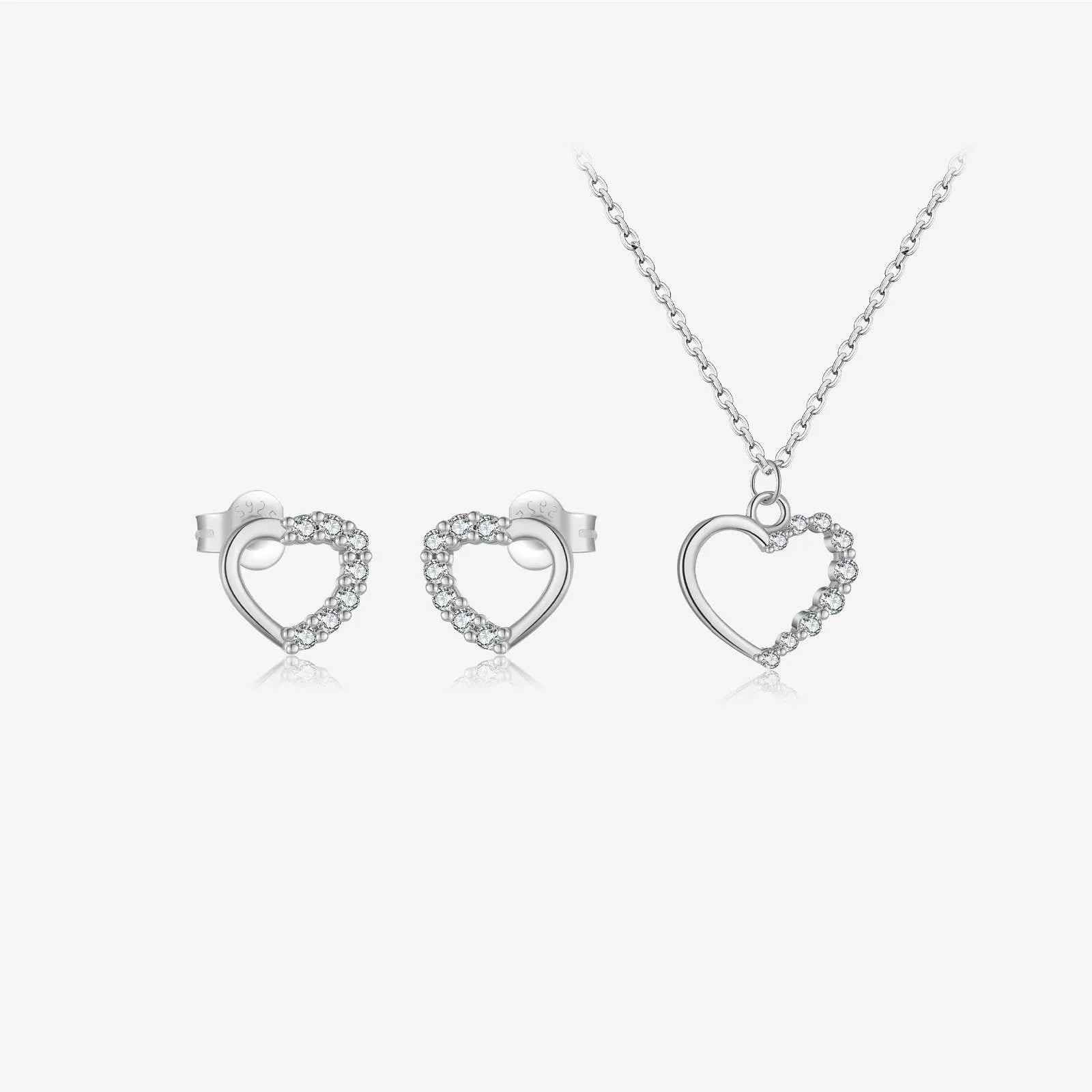 S925 sterling silver hollow heart necklace with gold plating options on regular chain