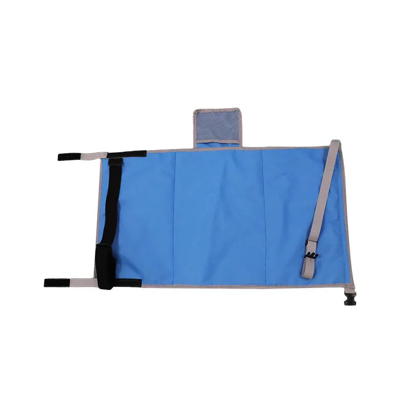 Portable children's aircraft pedal seat extender with detachable storage pocket in blue colour