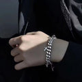 Men's titanium steel geometric bracelet with cross design on wrist