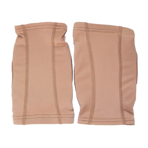 Ballet dance knee pads in skin tone colour with elastic construction for knee protection during exercise