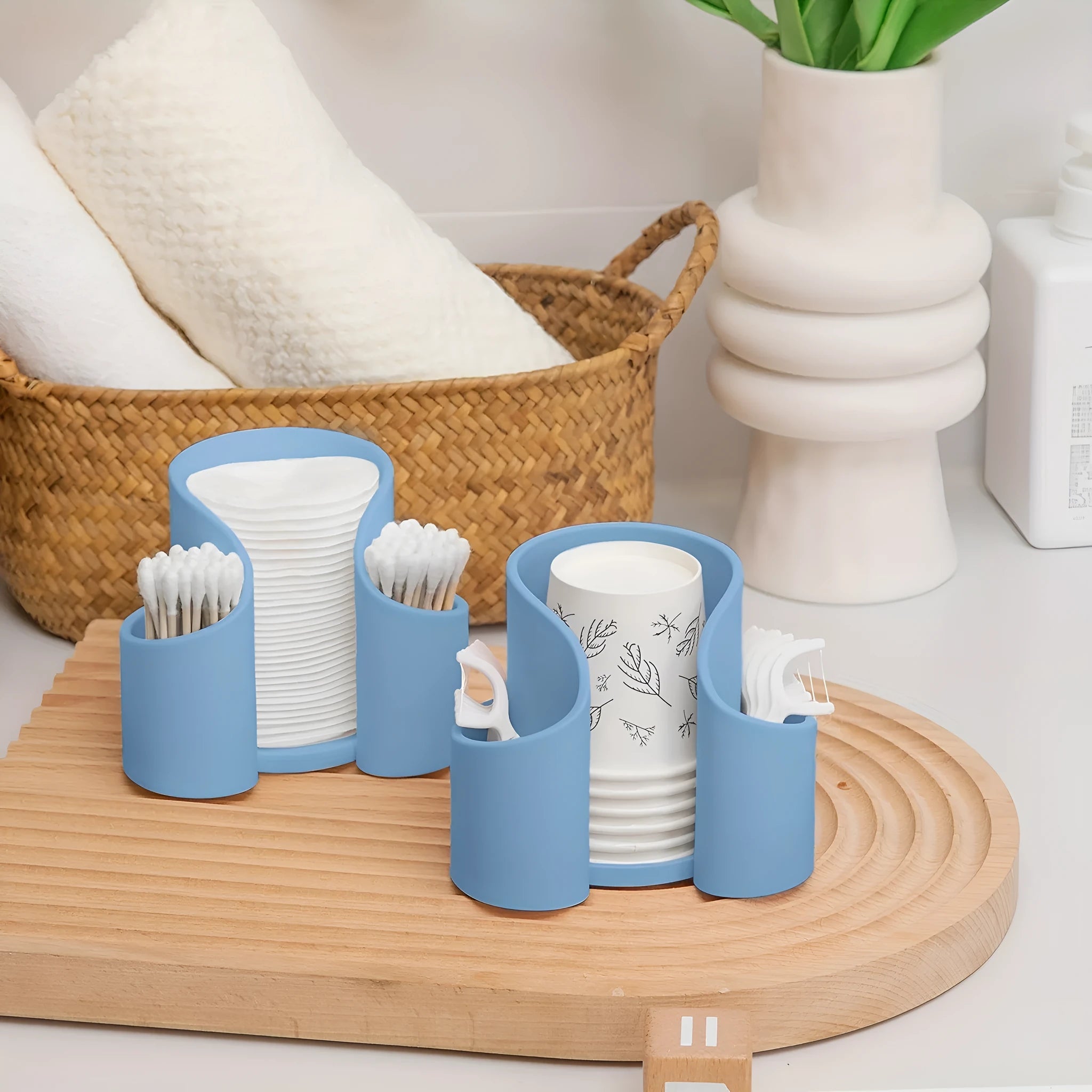 Modern simple plastic dental floss storage box in pink, white, blue, and black solid colour options.
