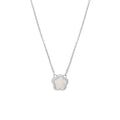 White mother shell flower necklace with copper chain in silver or gold finish