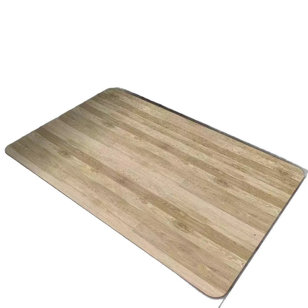 Square diatomite bathroom floor mat with wood grain geometric pattern in a bathroom setting.