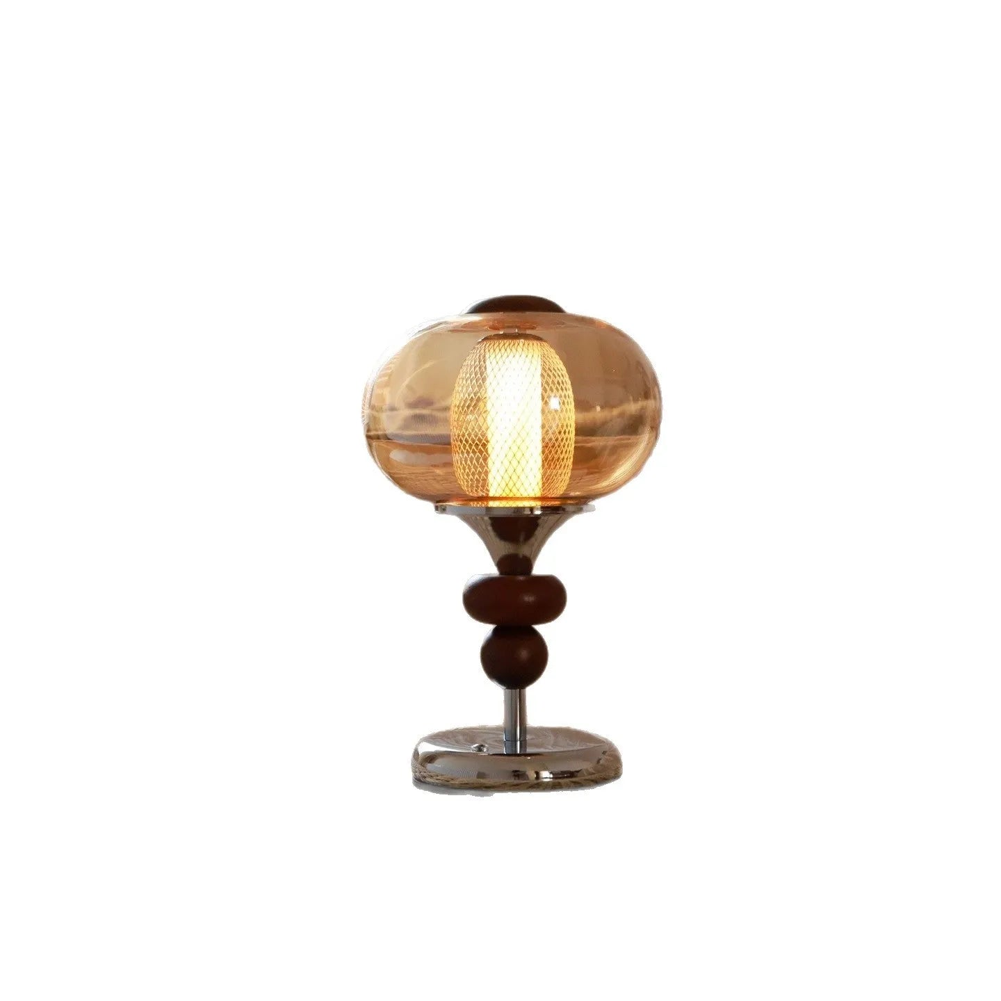 Solid wood palace style desk lamp with touch controls showing retro design