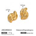 Close-up of women's stainless steel cross-knotted geometric earrings with electroplated finish, 1.5 cm diameter