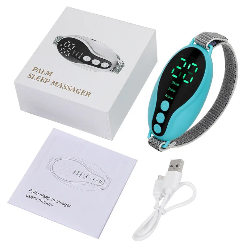 White and blue intelligent sleep aid device with USB charging port
