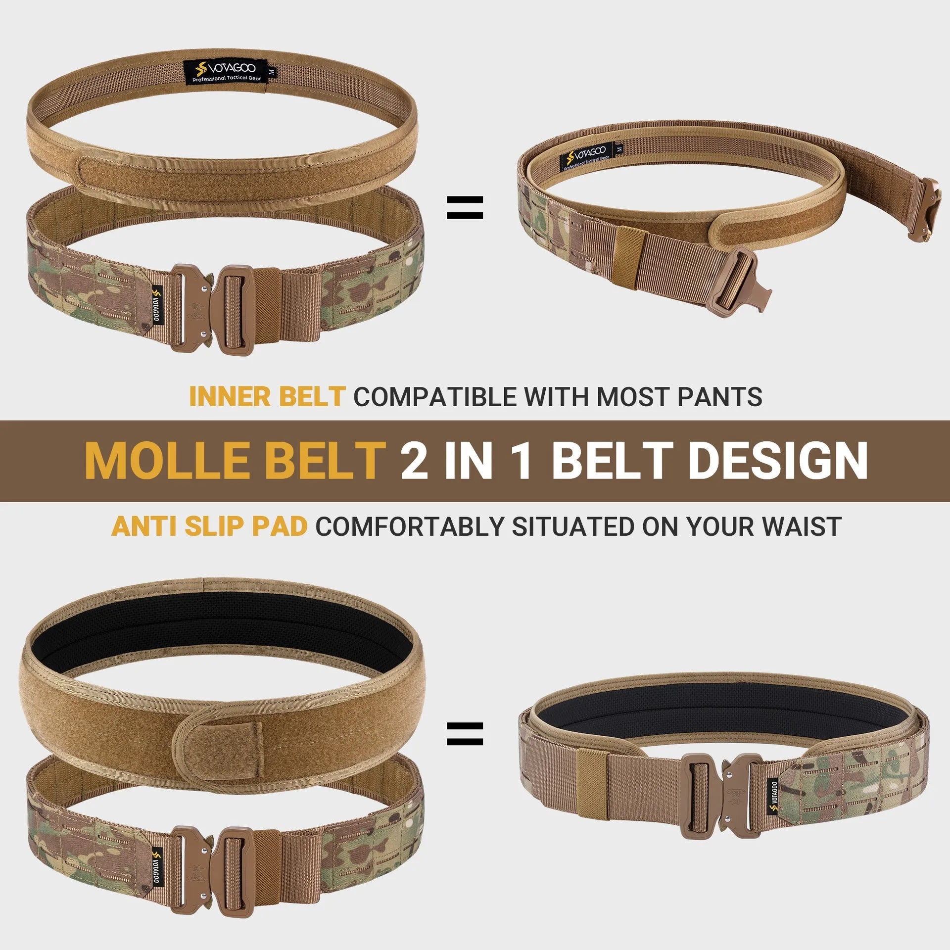 2-inch tactical belt with alloy automatic buckle in CP camouflage colour