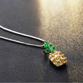 Silver Korean fashion necklace with pineapple and diamond pendant charms and geometric design
