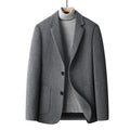 Men's grey slim fit wool blend suit jacket for autumn winter wear