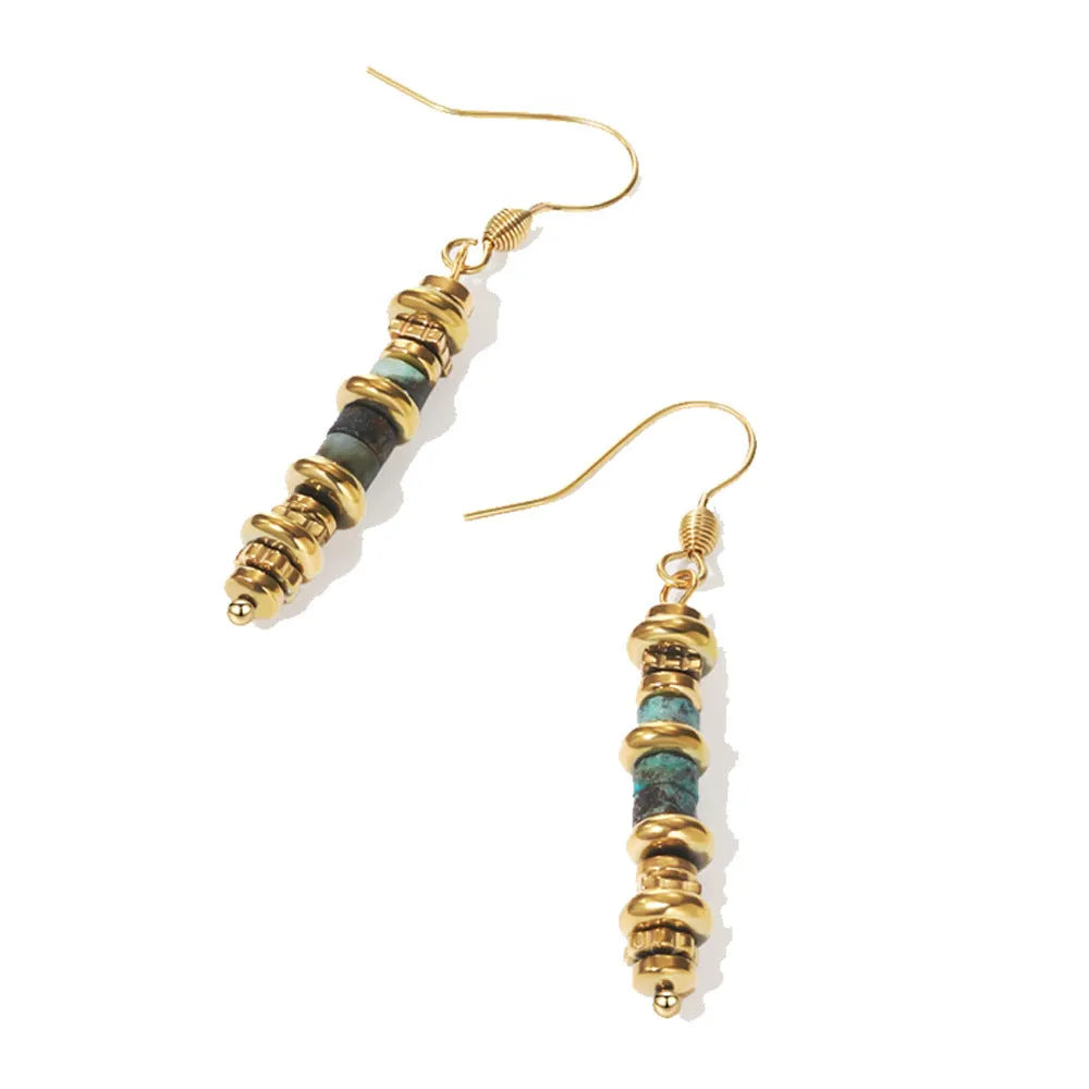 Geometric retro titanium steel dangle earrings in casual style for women