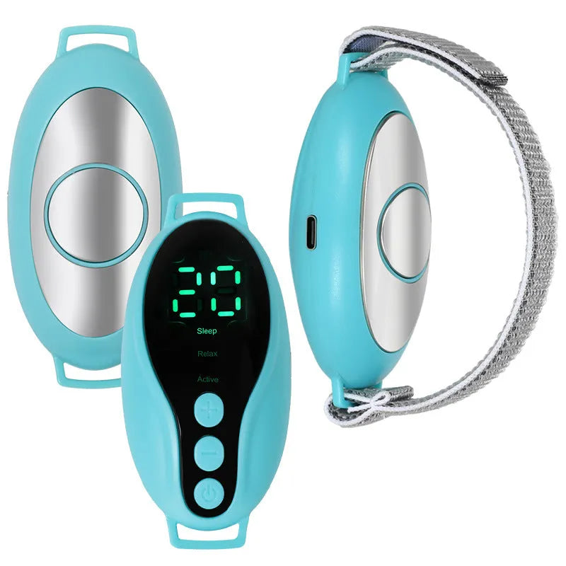 White and blue intelligent sleep aid device with USB charging port