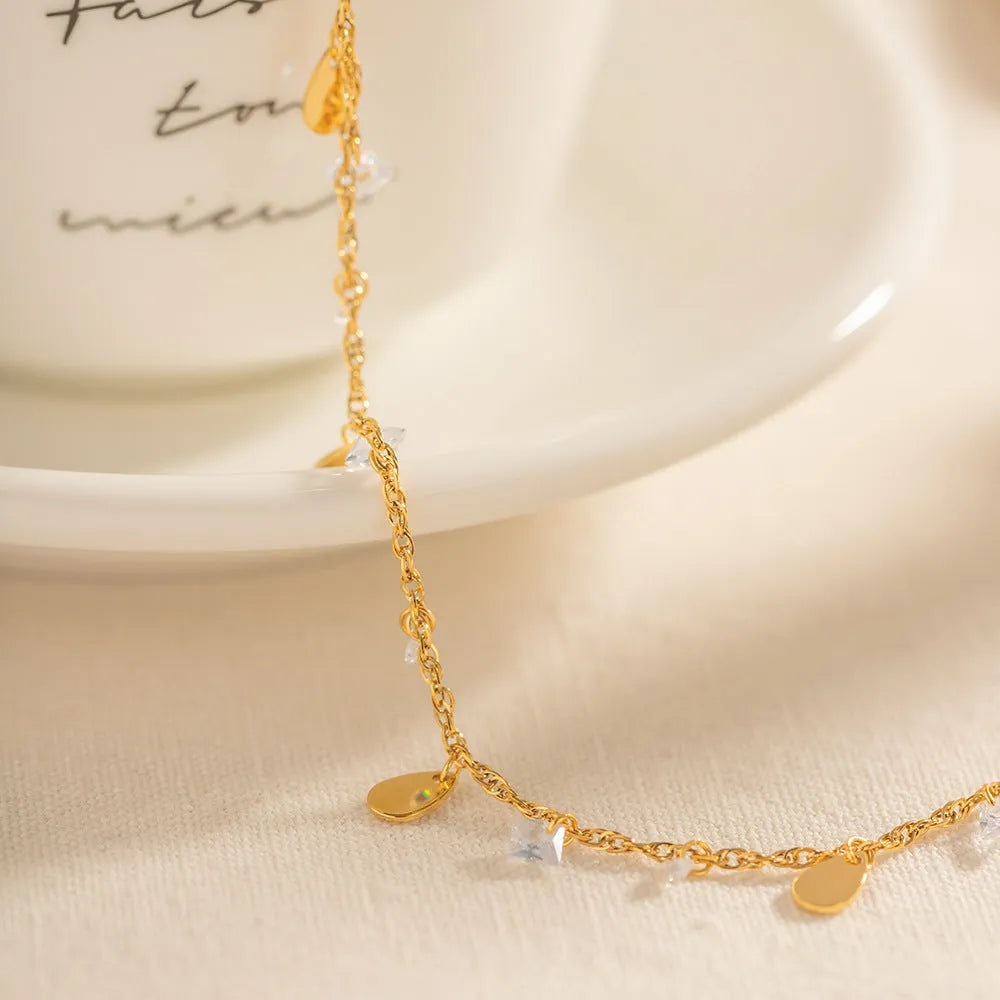 Stainless steel women's anklet with geometric water drop tassel design in JDAW2303012 colour