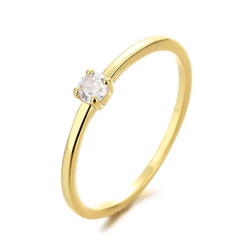 Personalised fine circle ring with single diamond in geometric twin design for women