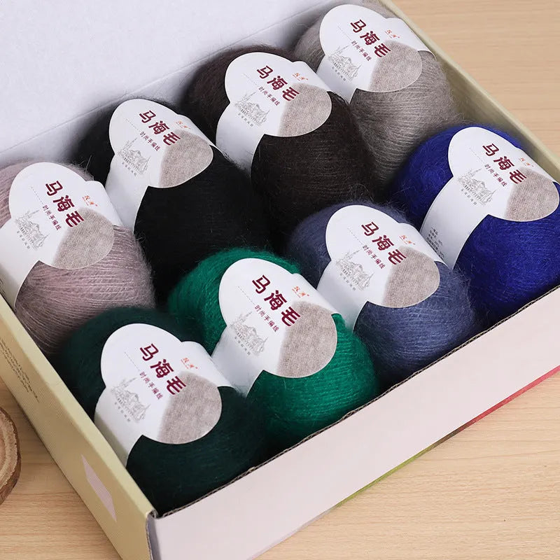 Mohair wool ball for DIY scarf knitting in multiple colour options