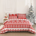Winter Sleepers red Christmas Love Song pattern bedding three-piece set on bed