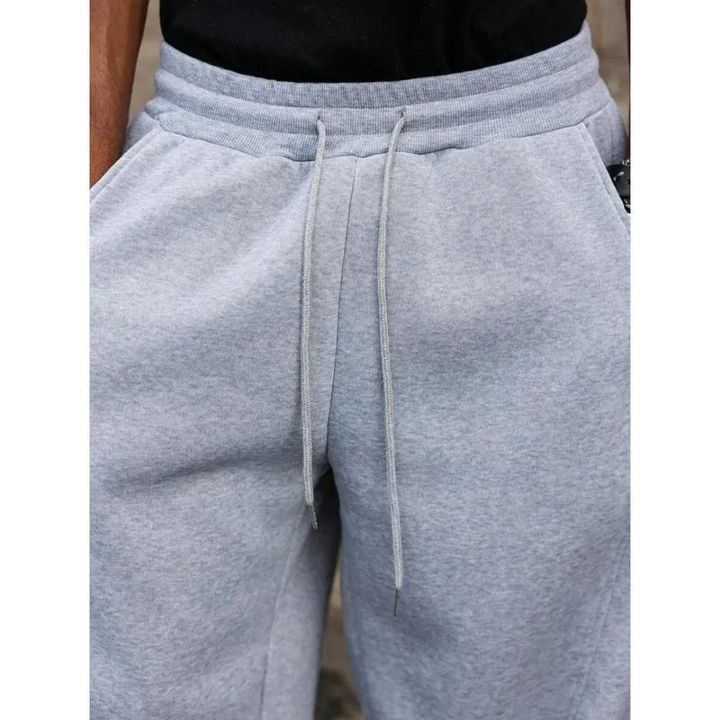 Men's straight-leg high-waist casual trousers in a bamboo blend fabric, shown in dark grey.