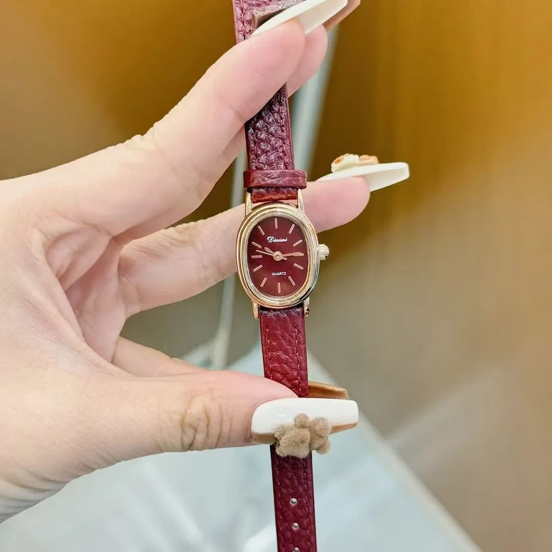 Alloy Ankela Red women's wristwatch with Chinese style design, 8mm thick case