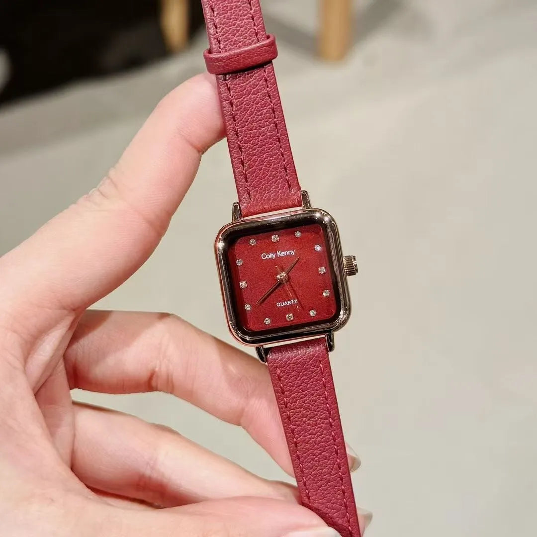 Alloy Ankela Red women's wristwatch with Chinese style design, 8mm thick case