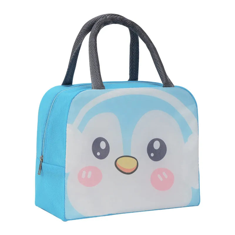 Cartoon insulated lunch box bag with animal designs and aluminium foil lining