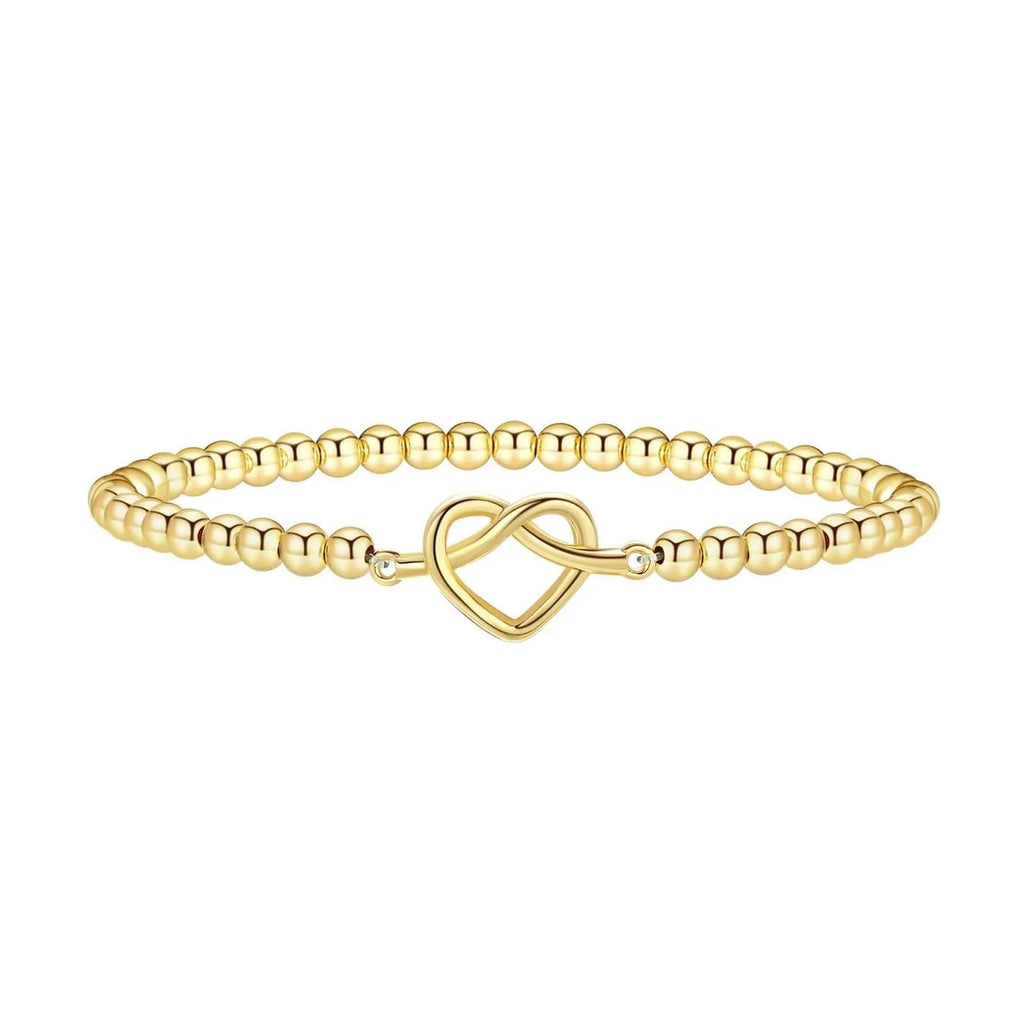 Adjustable stainless steel beaded bracelet with geometric design and round elements in electroplated finish