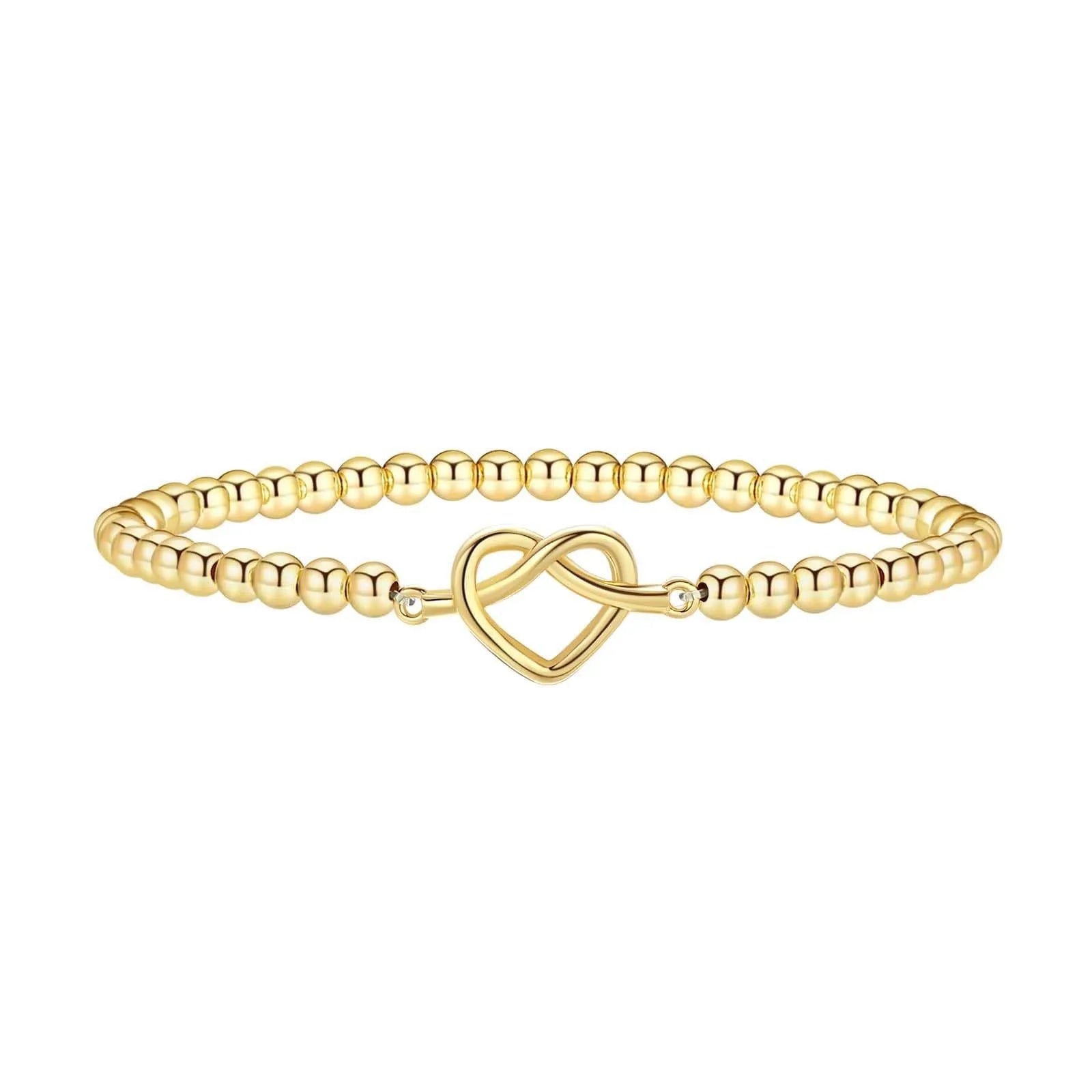 Adjustable stainless steel beaded bracelet with geometric design and round elements in electroplated finish