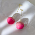 Women's acrylic peach fruit earrings in two colour styles with copper earring findings