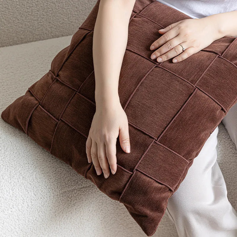 Square 50x50cm woven chenille decorative cushion in a choice of colours.