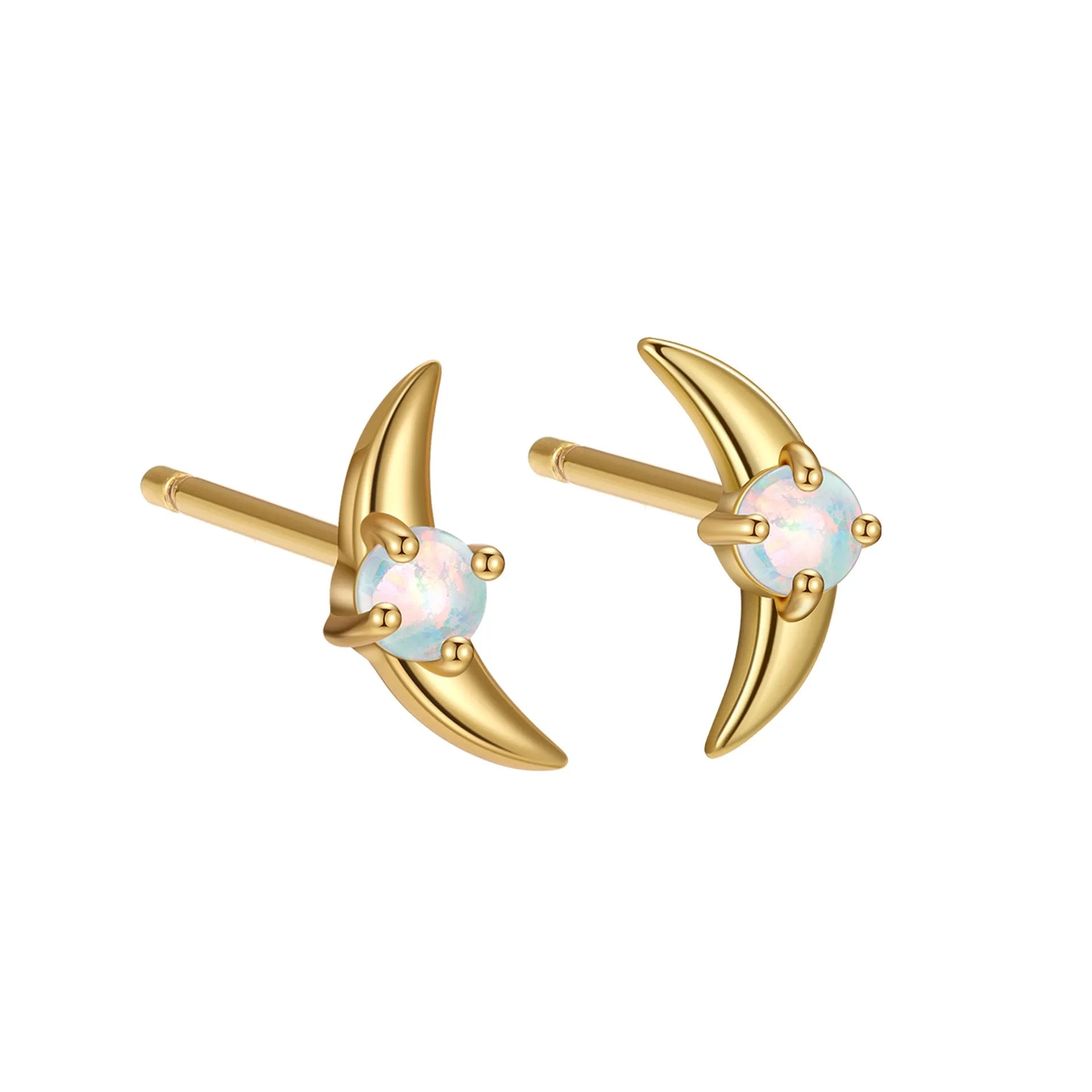 Geometric women's earrings in 925 silver with gold or platinum finish and blue, purple, or white stone.